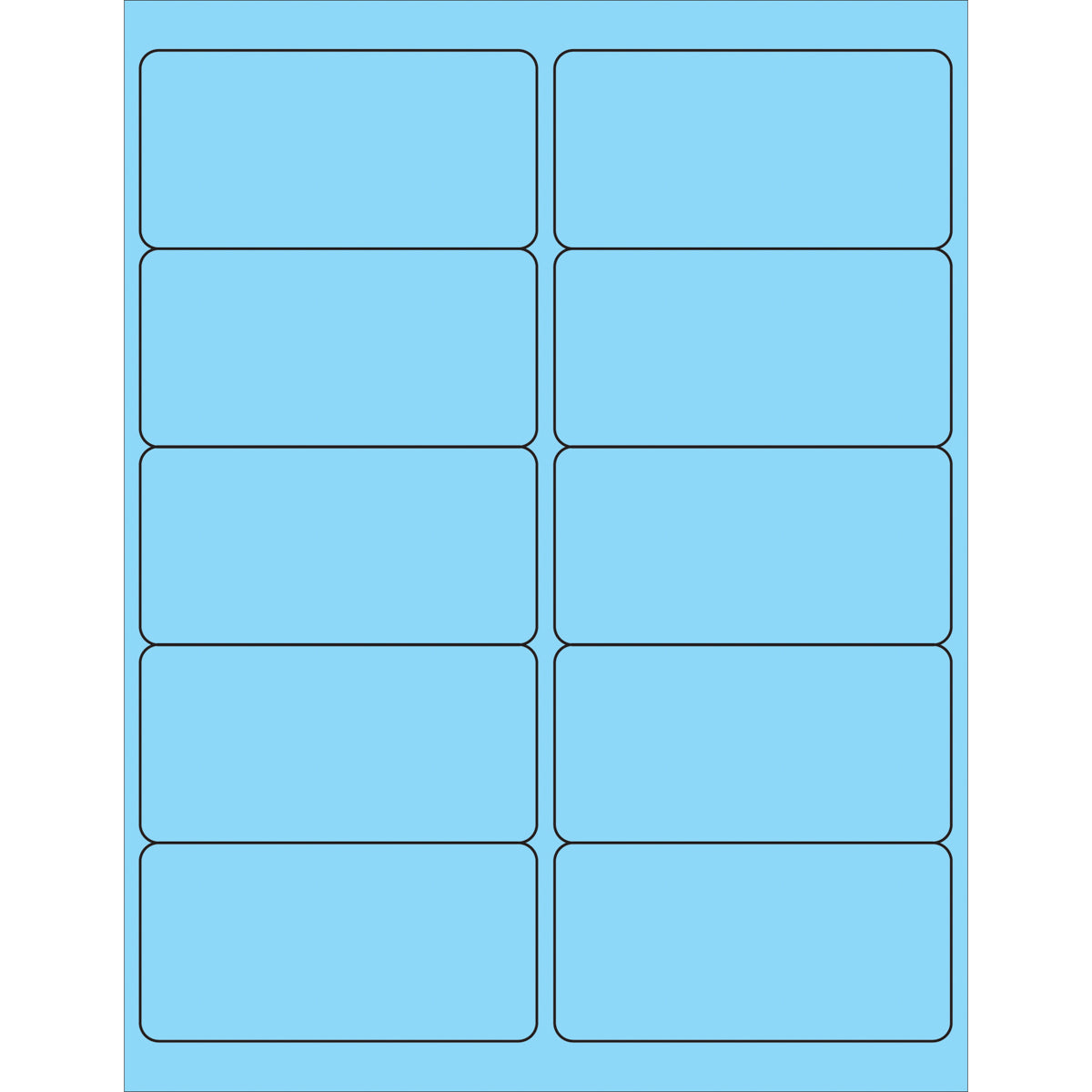 4 x 2" Fluorescent Pastel Blue Removable Rectangle Laser Labels 1000/Case