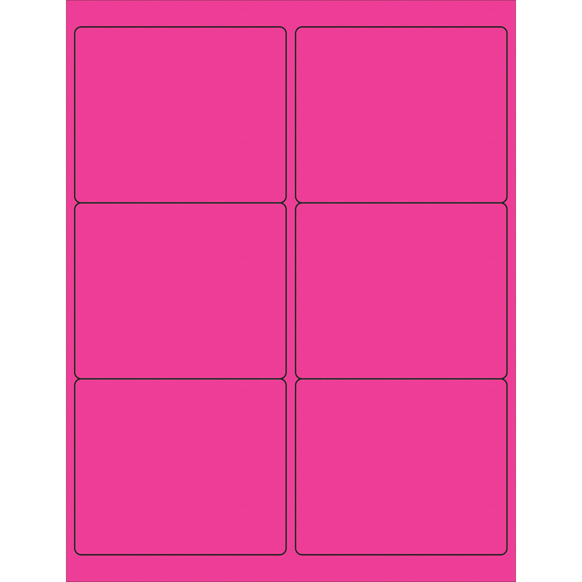 4 x 3 1/3" Fluorescent Pink Rectangle Laser Labels 600/Case