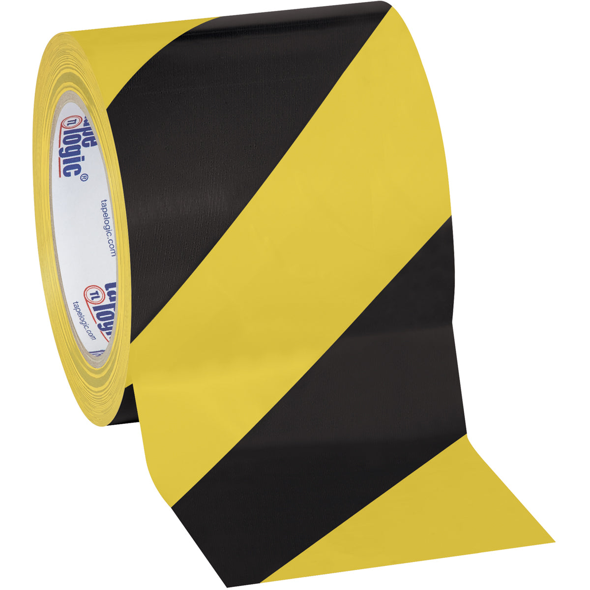 4" x 36 yds. Black/Yellow Striped Vinyl Safety Tape 12/Case
