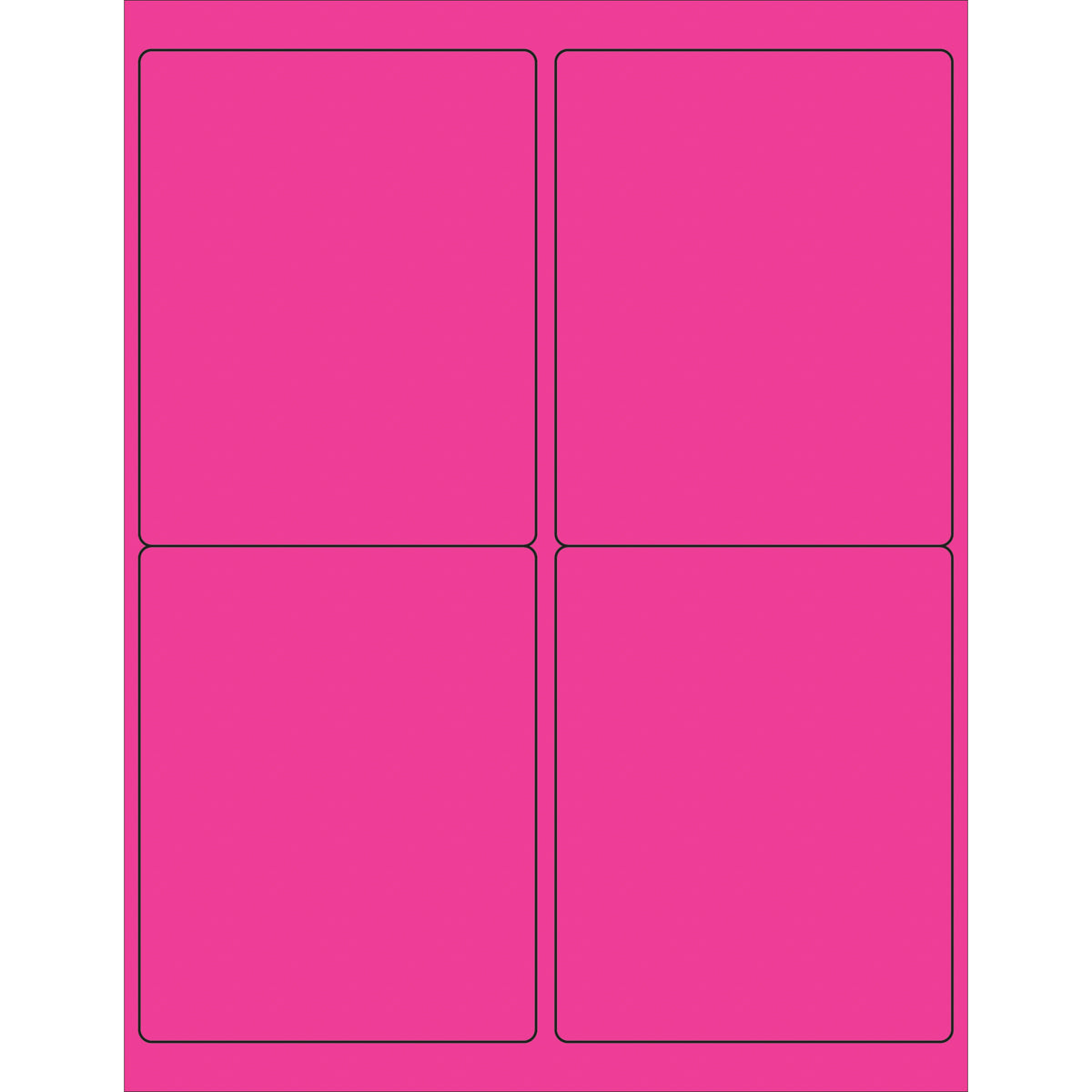 4 x 5" Fluorescent Pink Rectangle Laser Labels 400/Case