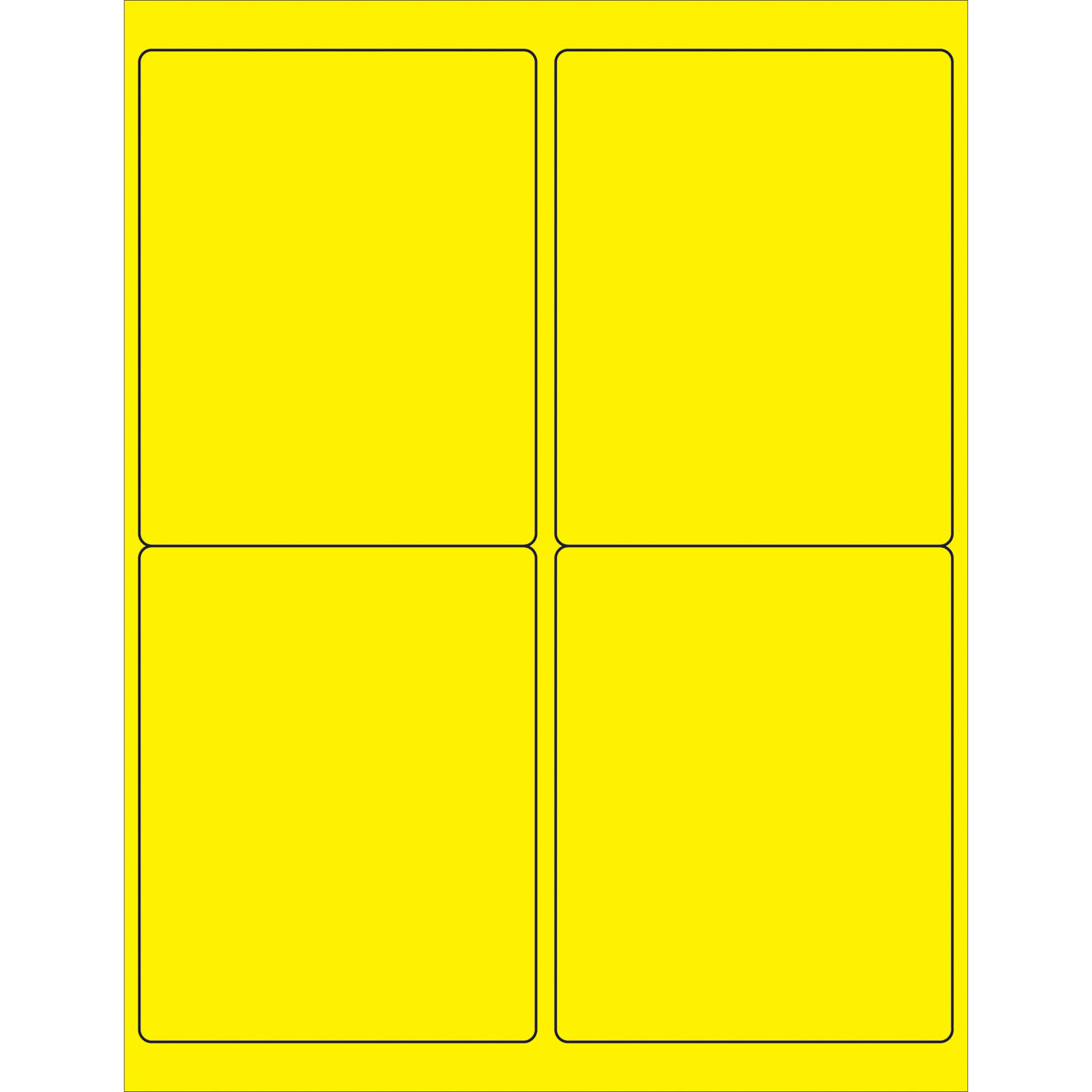4 x 5" Fluorescent Yellow Rectangle Laser Labels 400/Case