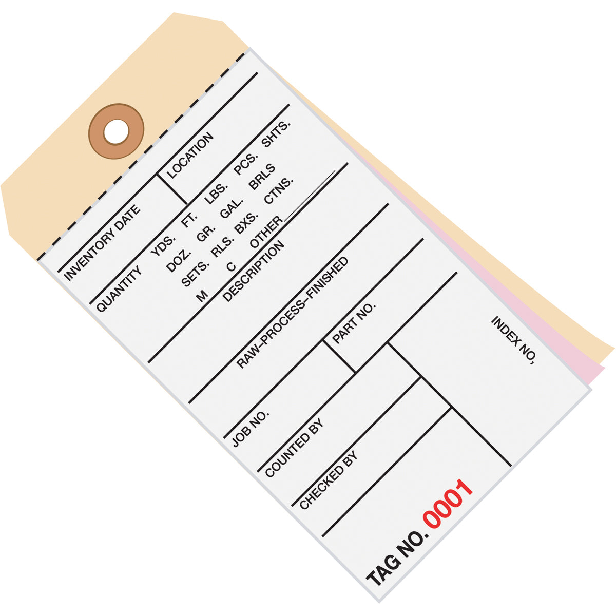 6 1/4 x 3 1/8 - (6500-6999) Inventory Tags 3 Part Carbonless # 8 500/Case