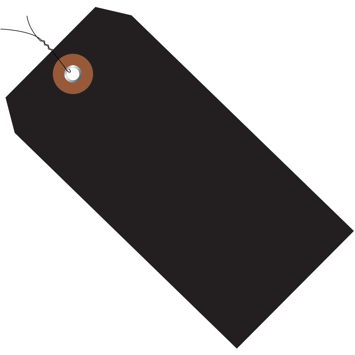 6 1/4 x 3 1/8 Black Plastic Shipping Tags - Pre-Wired 100/Case