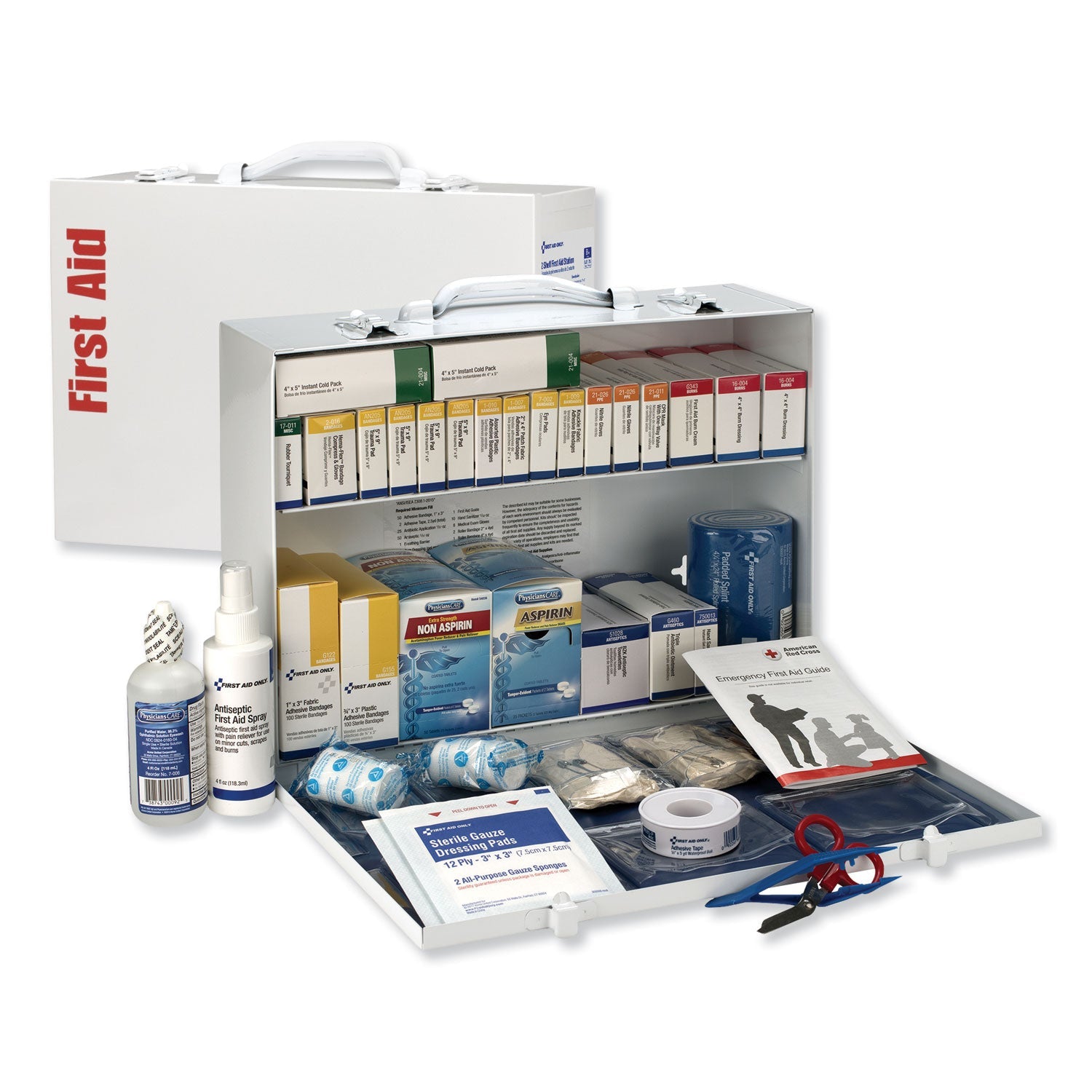 ANSI 2015 Class B  Type I and II Industrial First Aid Kit for 75 People, 446 Pieces, Metal Case