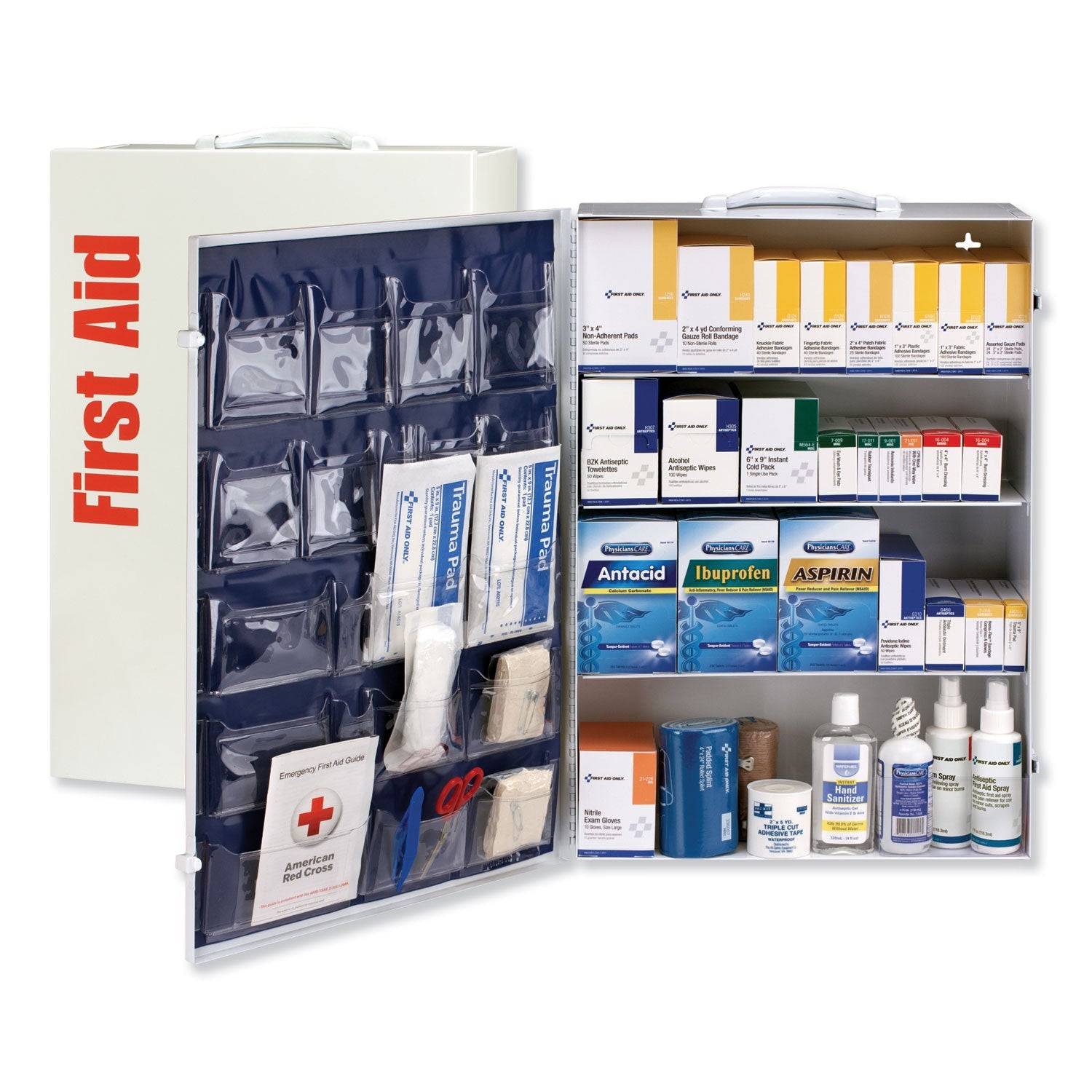 ANSI Class B  4 Shelf First Aid Station with Medications, 1,461 Pieces, Metal Case