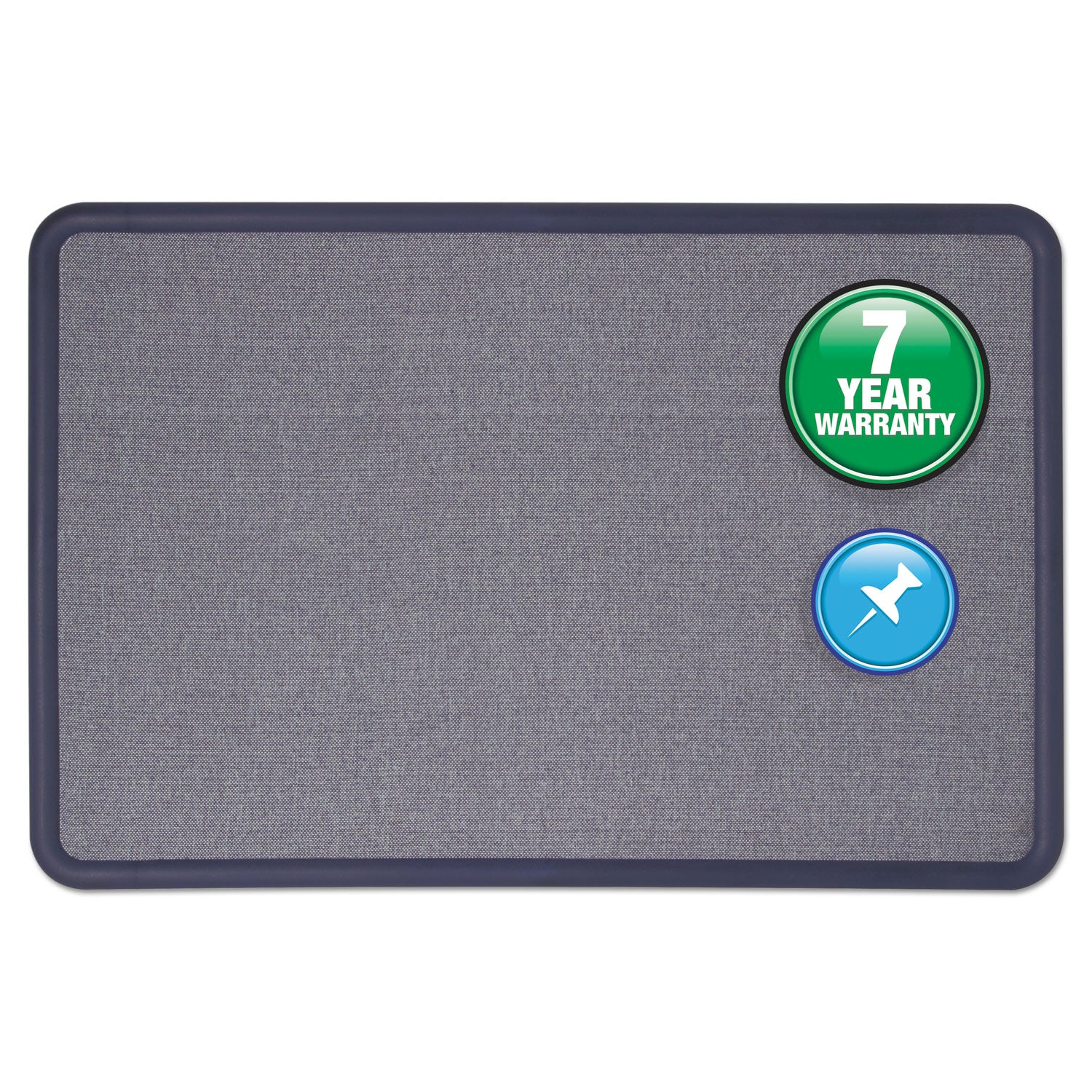 Contour Fabric Bulletin Board, 36 x 24, Light Blue Surface, Navy Blue Plastic Frame