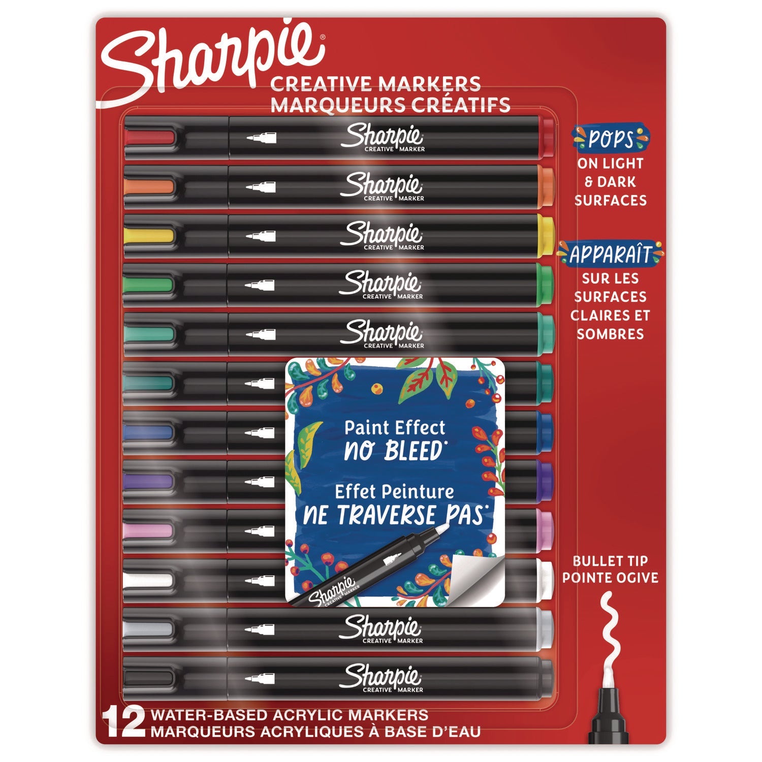 Creative Markers, Medium Bullet Tip, Assorted Colors, 12/Pack