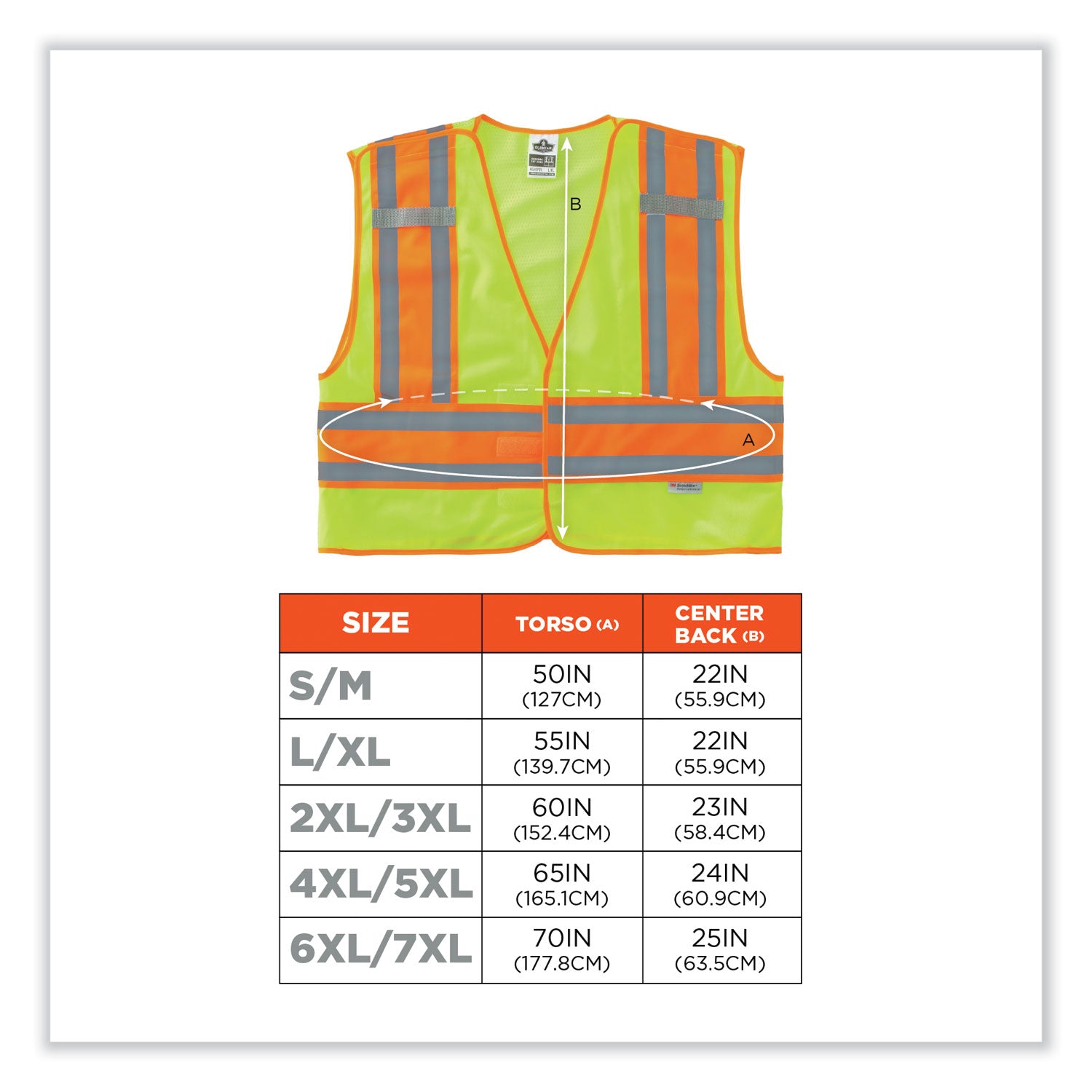 GloWear 8245PSV Class 2 Public Safety Vest, Polyester, 6X-Large/7X-Large, Lime