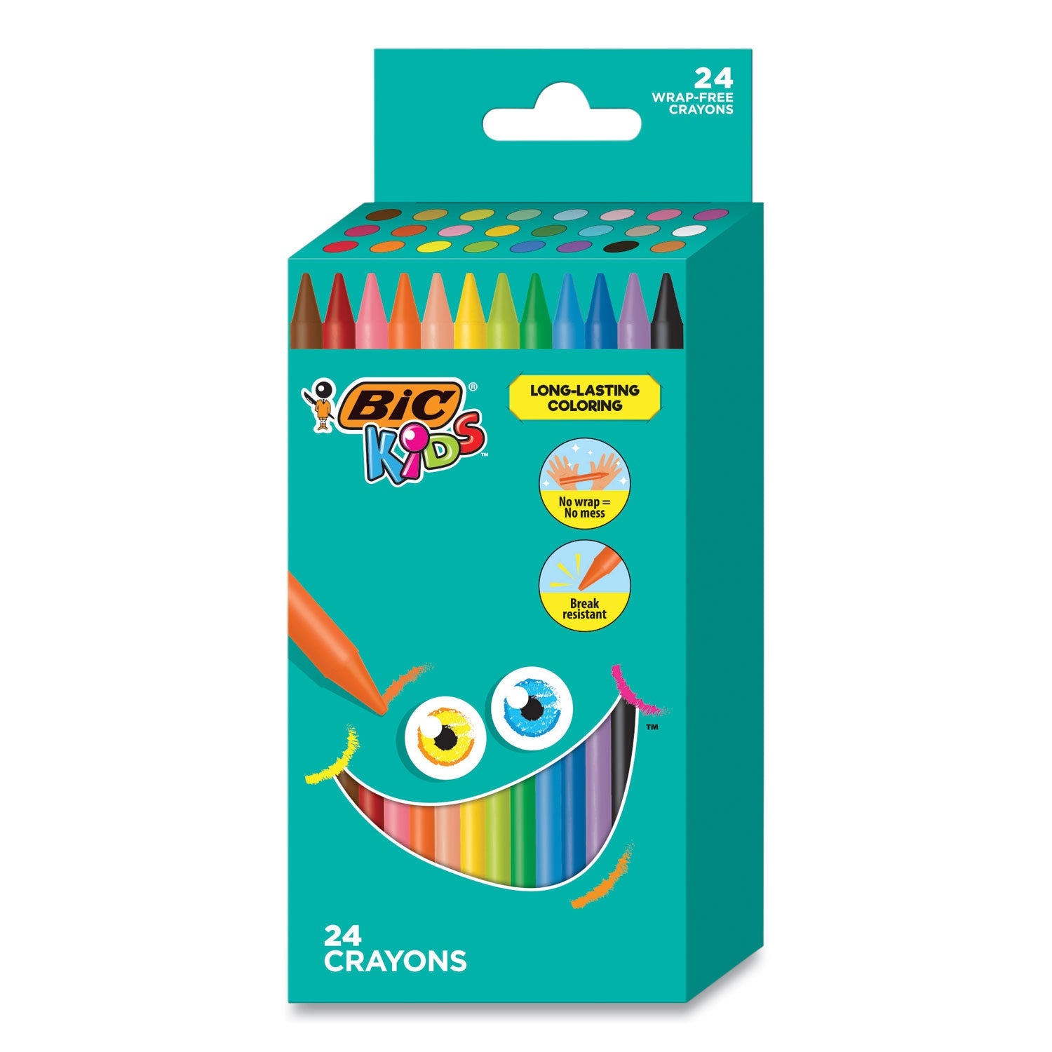 Kids Coloring Crayons, 24 Assorted Colors, 24/Pack