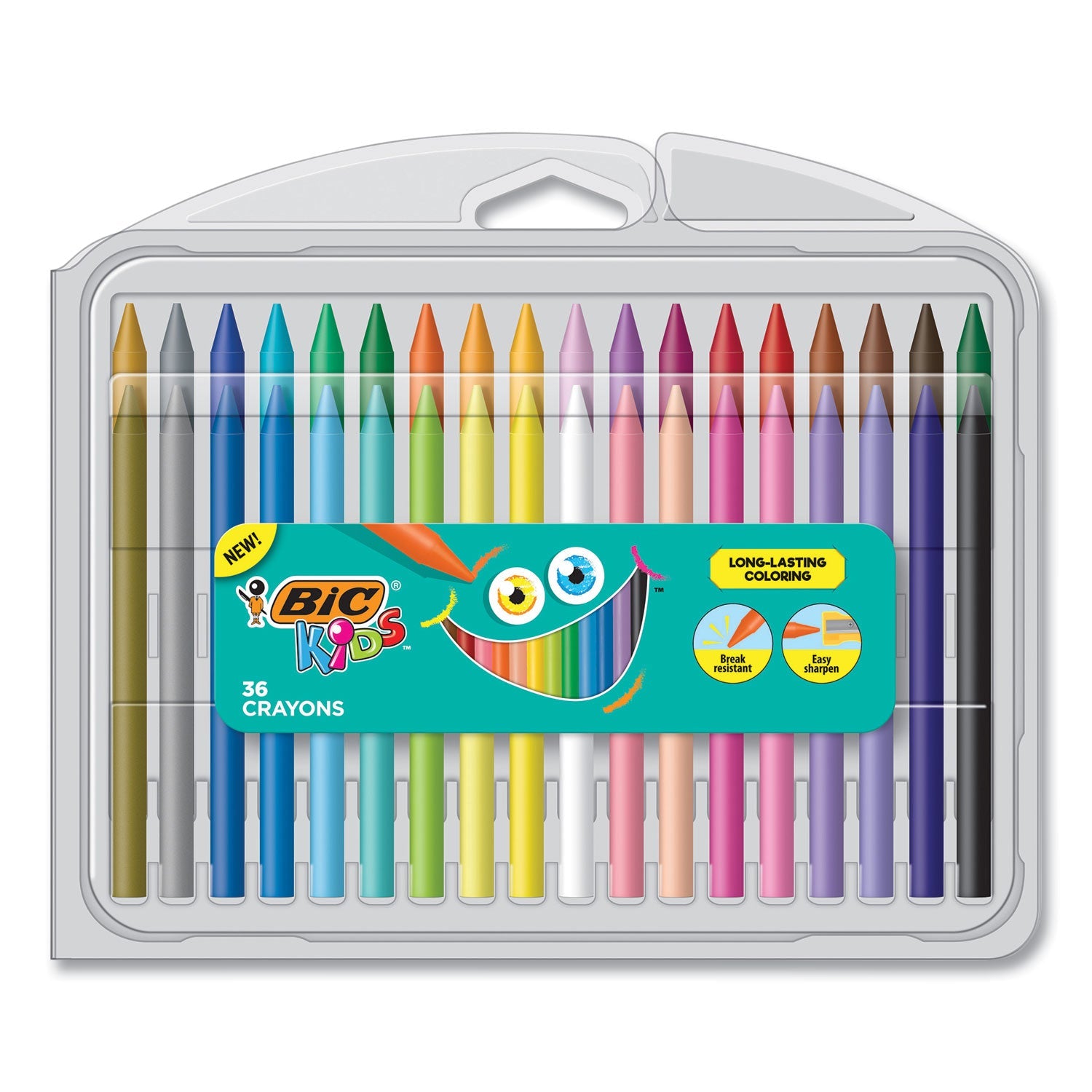 Kids Coloring Crayons, 36 Assorted Colors, 36/Pack