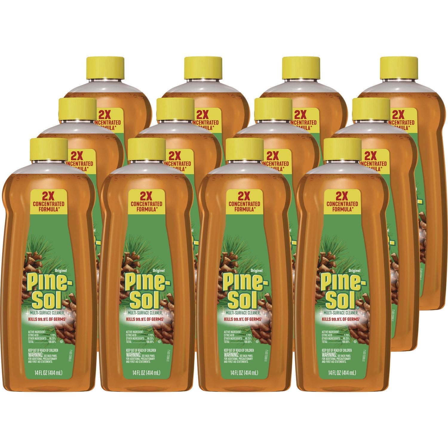 Multi-Surface Cleaner Disinfectant Concentrated, Pine Scent, 14 oz Bottle, 12/Carton