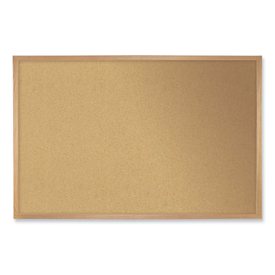 Natural Cork Bulletin Board with Frame, 24 x 18, Tan Surface, Natural Oak Frame