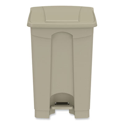 Plastic Step-On Receptacle, 12 gal, Plastic, Tan