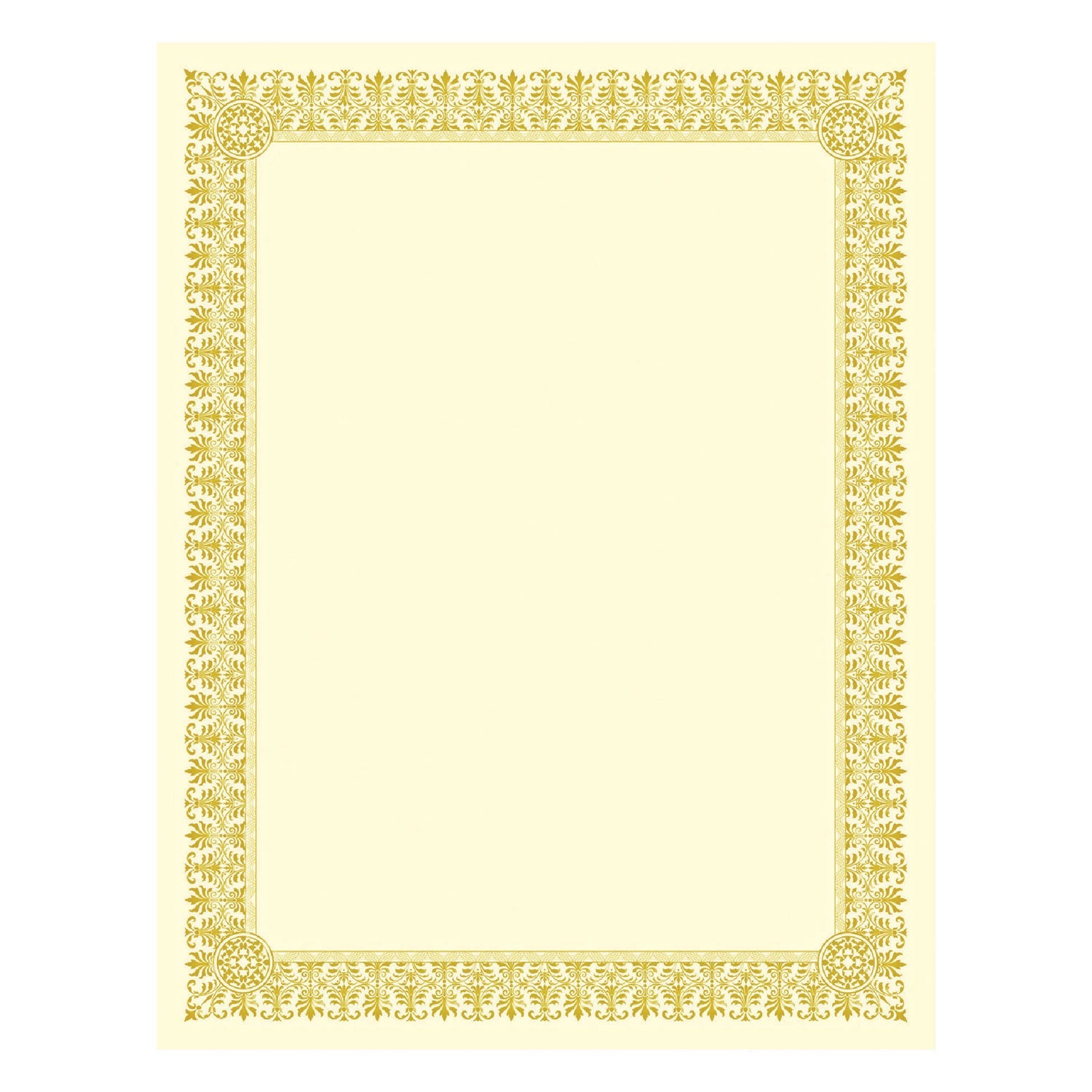 Premium Certificates, 8.5 x 11, Ivory/Gold with Fleur Gold Foil Border, 15/Pack
