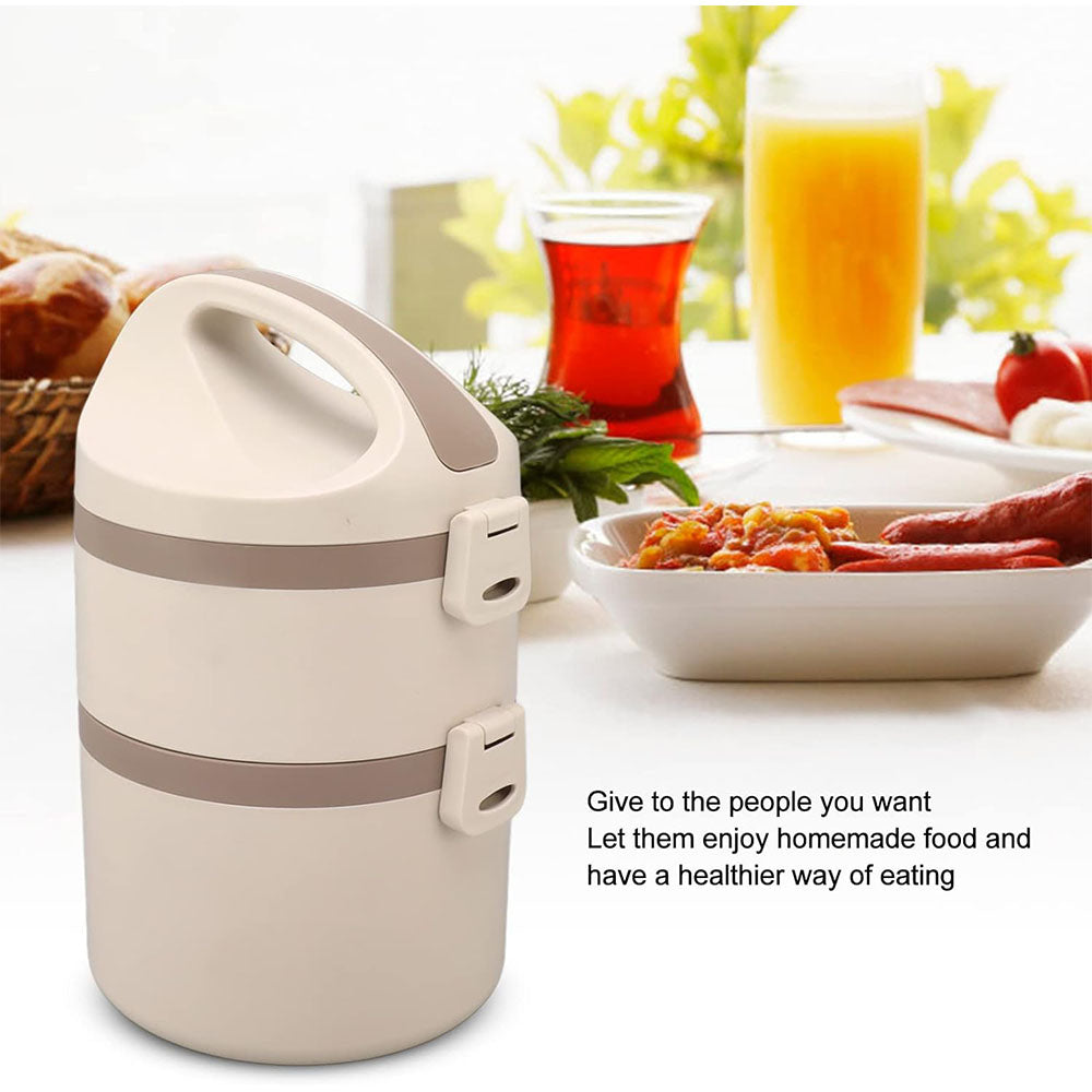 (NET) 1.65L Stainless Steel Lunch BoxBrown