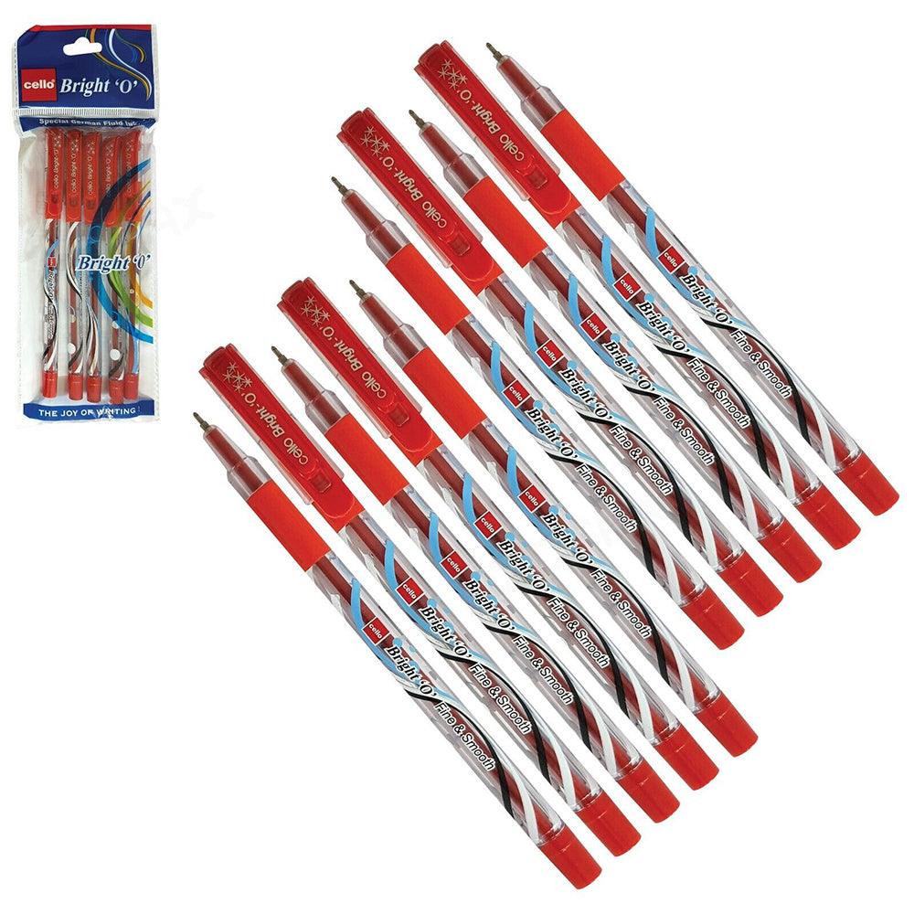 (NET) Bic Cello Bright Blue Ball Point Pen 0.7 mm Red