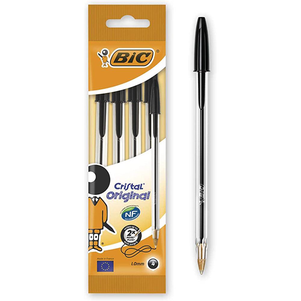 (NET) Bic Cristal Medium Ballpoint Pen 1.0mm Black / 4 Pieces