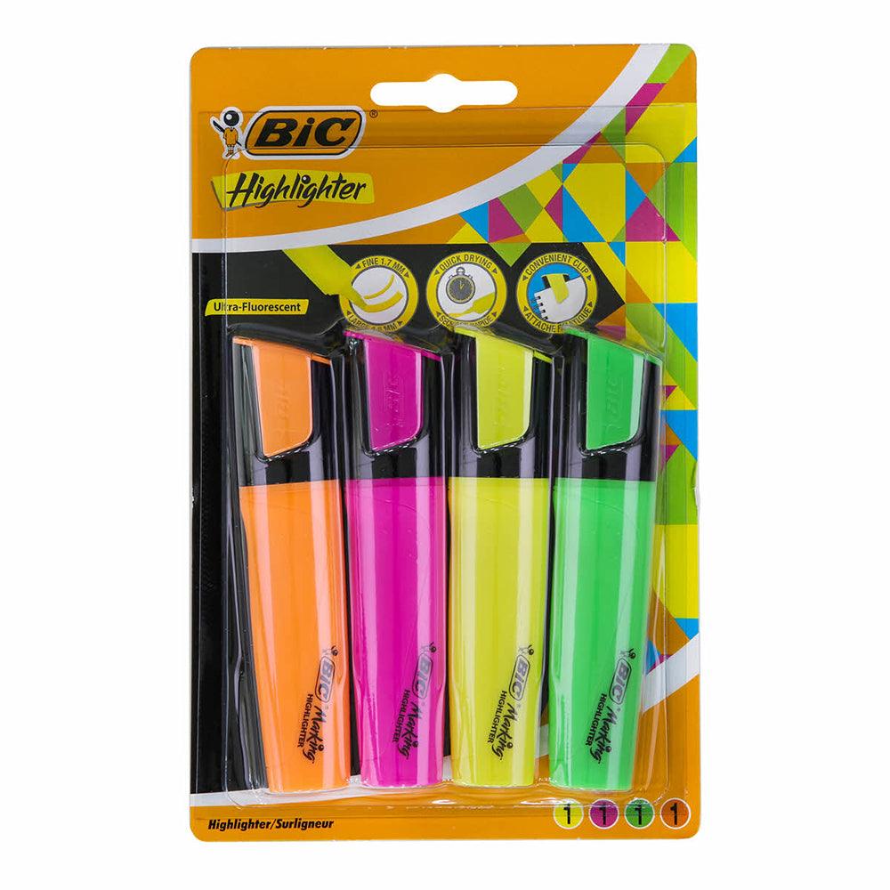 (NET) Bic Flat Highlighter Marking Assorted / 4 pieces