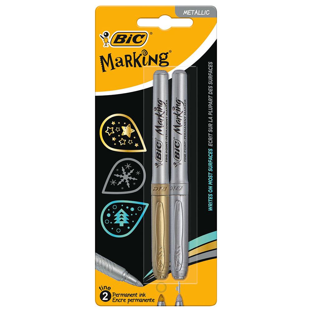 (NET)  BIC Permanent Marker Gold And Silver 2 pcs