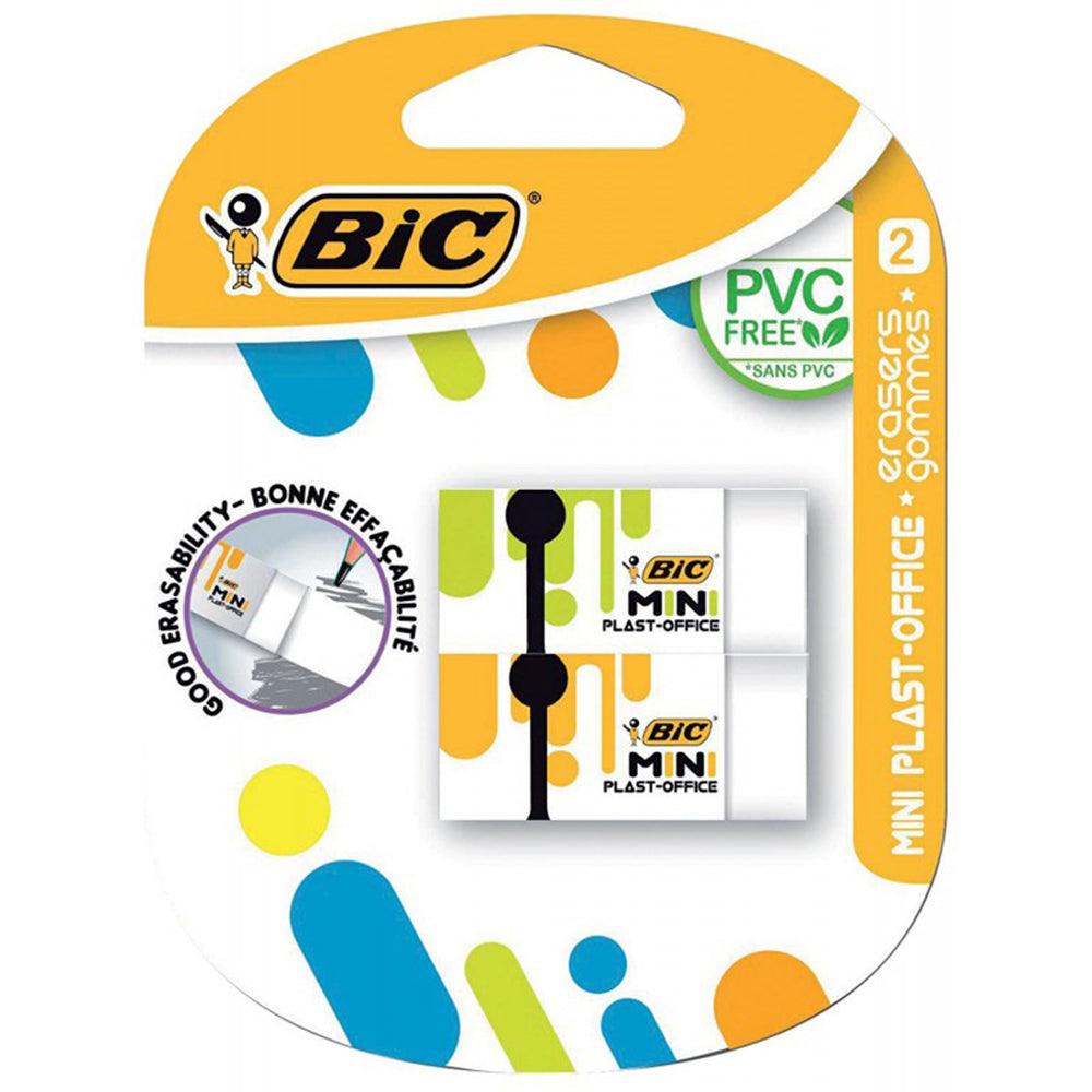 (NET) Bic Plast Office Mini Eraser 2 Pieces White