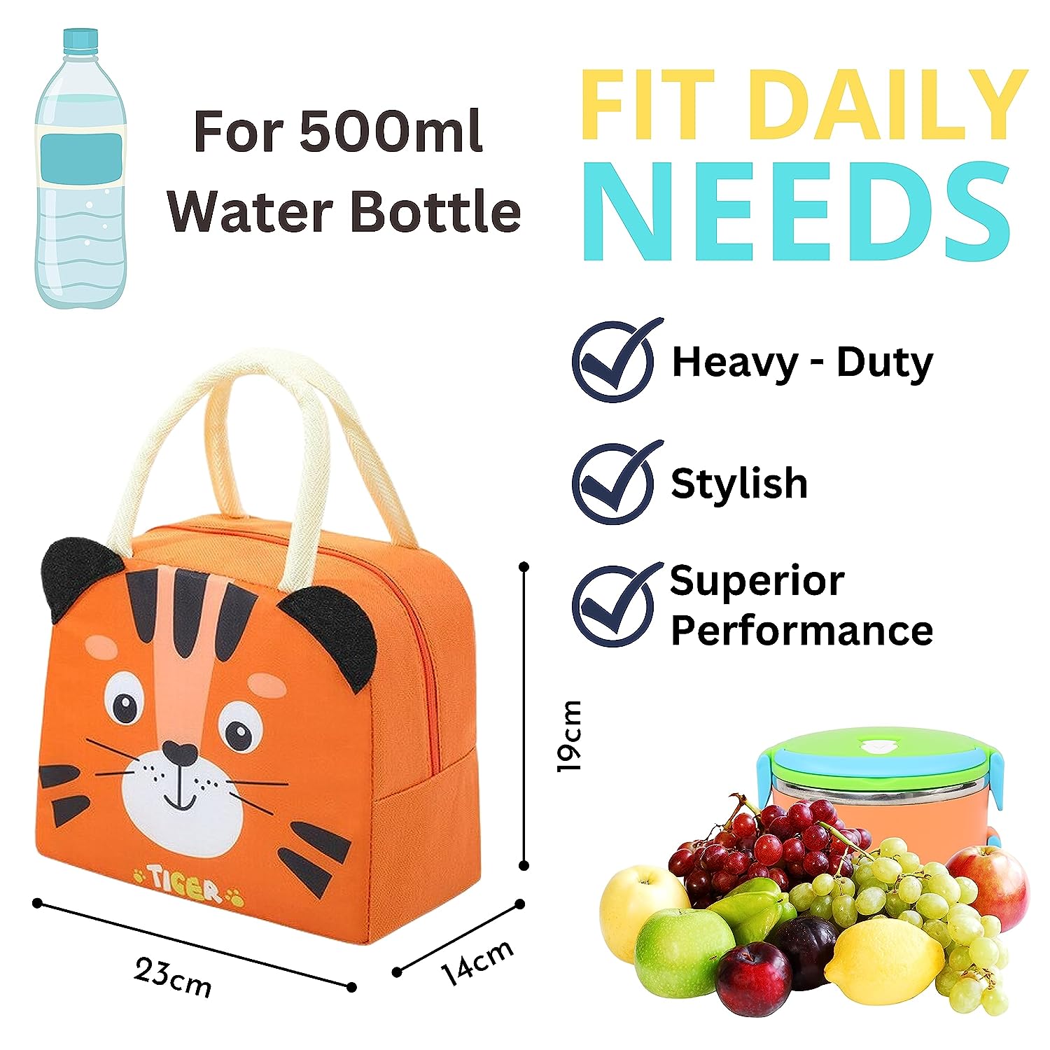 ( NET )Cartoon Thermal Insulation Lunch Bags Cute Polyester Insulated Lunch Bag for Office Work School Picnic BeachUnicorn Heart