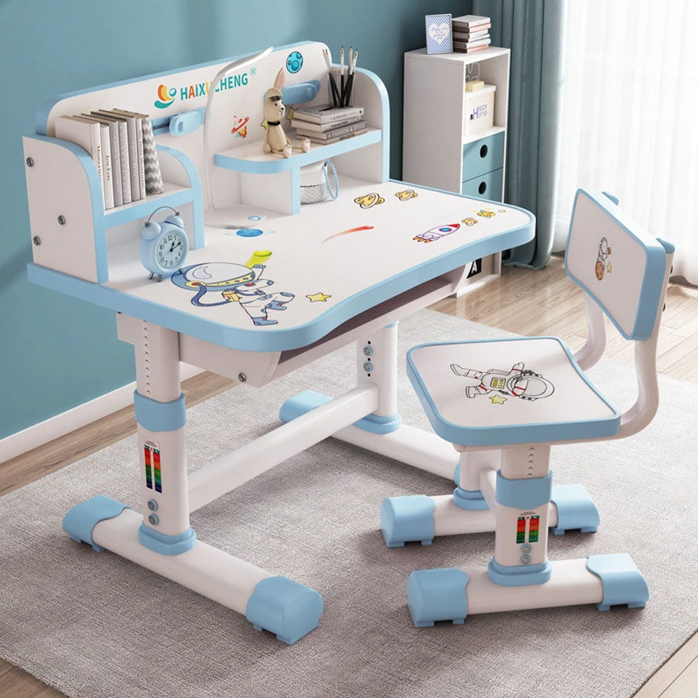 (Net) Chinese Factorys New Childrens Writing Desk and Chair Set Can Rise and FallBlue