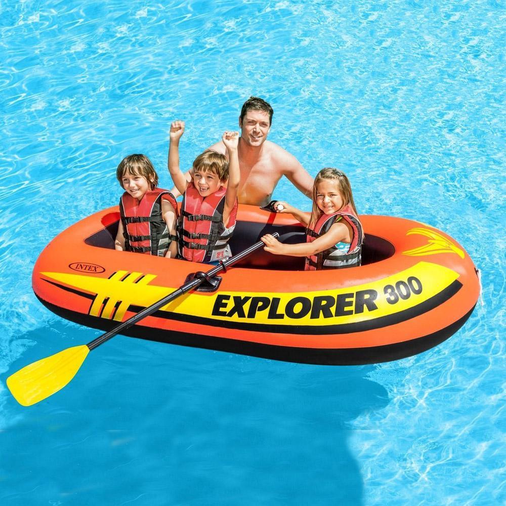 (NET) INTEX Boat Explorer 300 For 3 Person 186KG (2.11x1.17x41cm)  With Oars & Pump