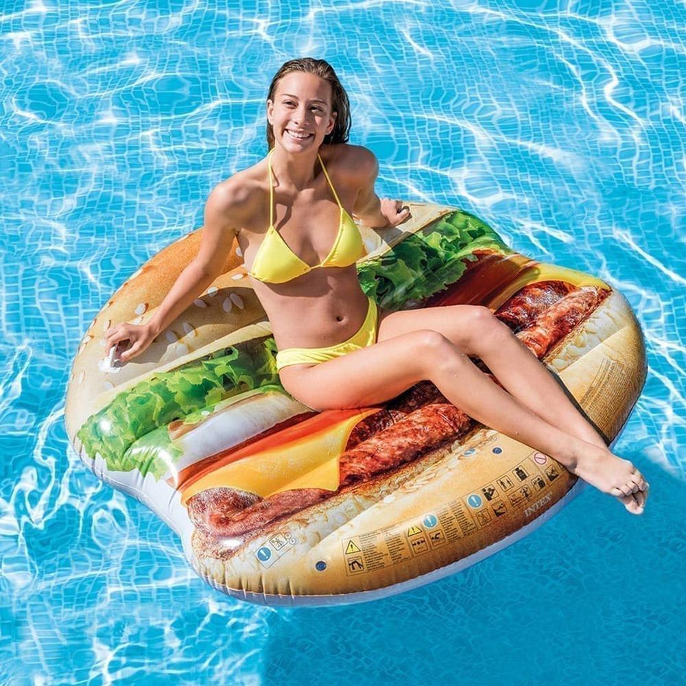 (NET)Intex Inflatable 58780 Hamburger Mat With Handles 1.45 X 1.42 m