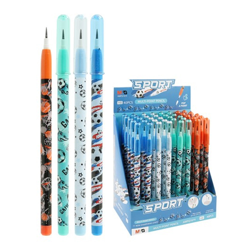 (NET)M&G Multi Point Pencil HB With Football Patternblue