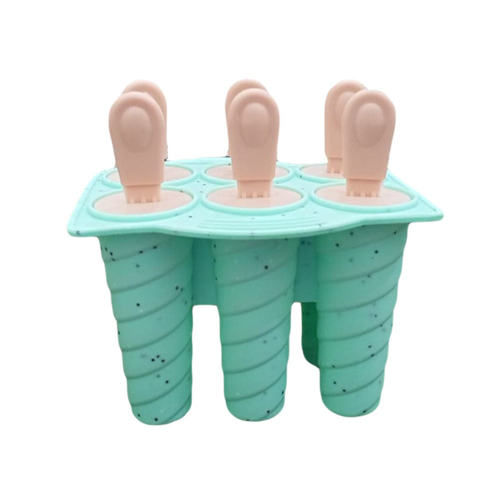 (Net) Silicone Ice Cream Popsicle Molds Silicone 6 PiecesAqua
