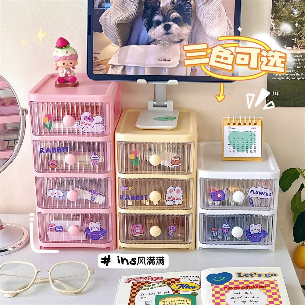 (net) Storage Box 2 Layers Stackable Desk OrganizerYellow
