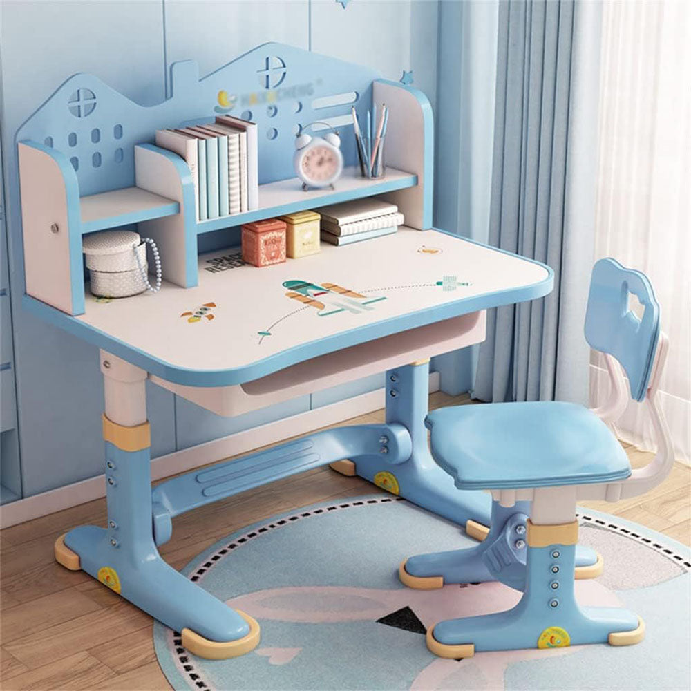 (Net) Student Furniture Set, Ergonomic Study Table SetBlue