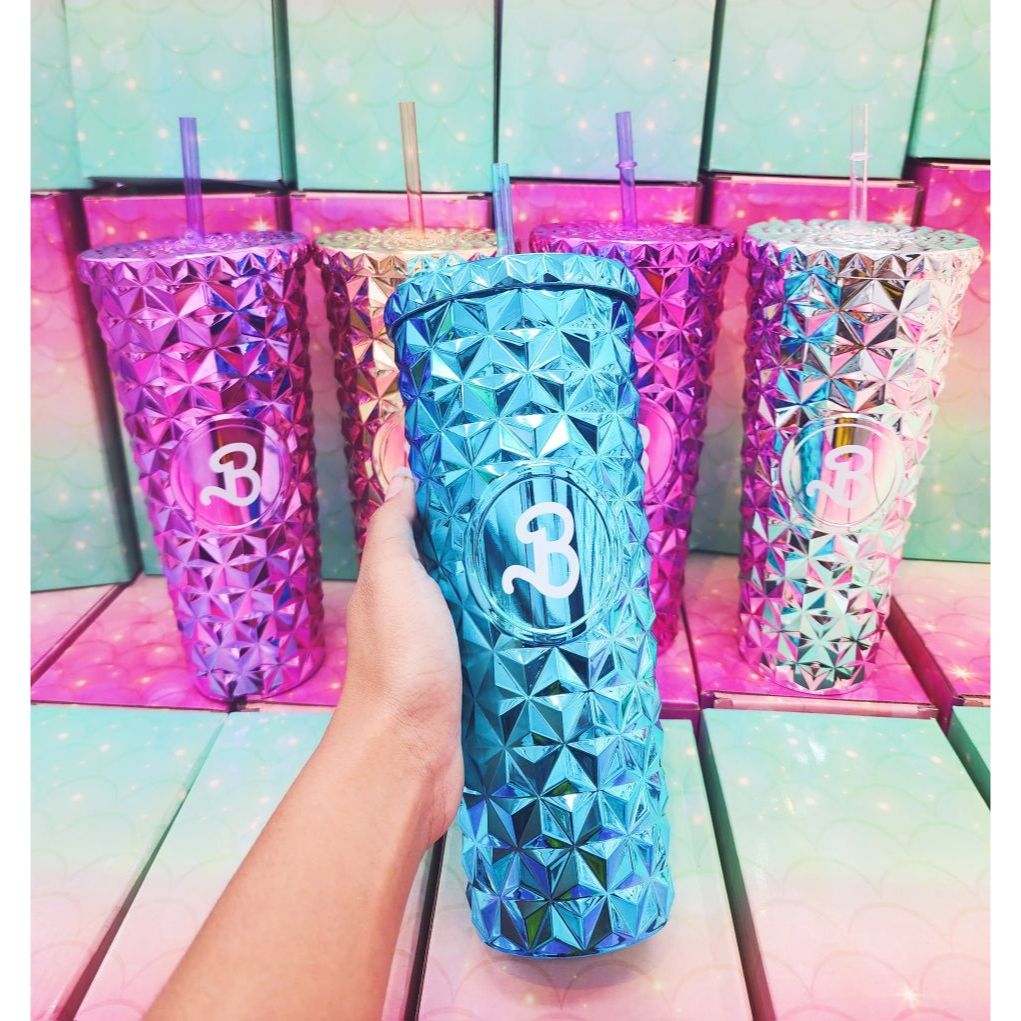 (NET) Tumbler Barbie Cup Water Cup with Straw 750 MLSilver