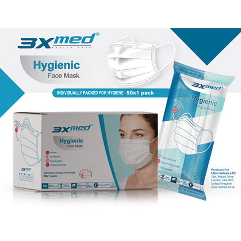 3x Med Hygienic Face Mask 5o Pcs