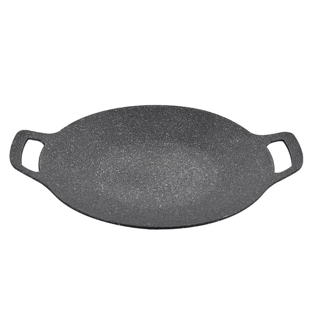 Aluminum Raffinate Outdoor Food BBQ Round Non Stick Griddle Grill Pan 39.5x38 CM