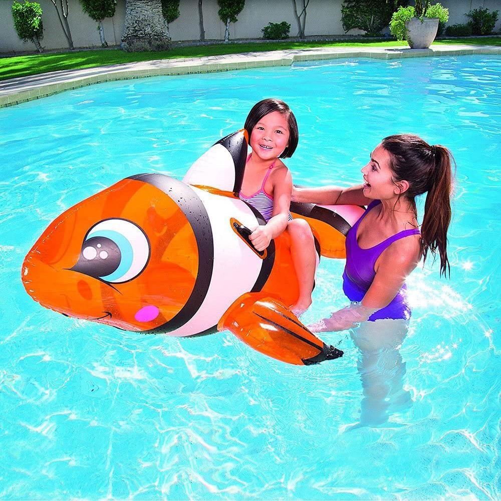 BESTWAY 41088 INFLATABLE CLOWNFISH FLOAT HEAVY DUTY HANDLES