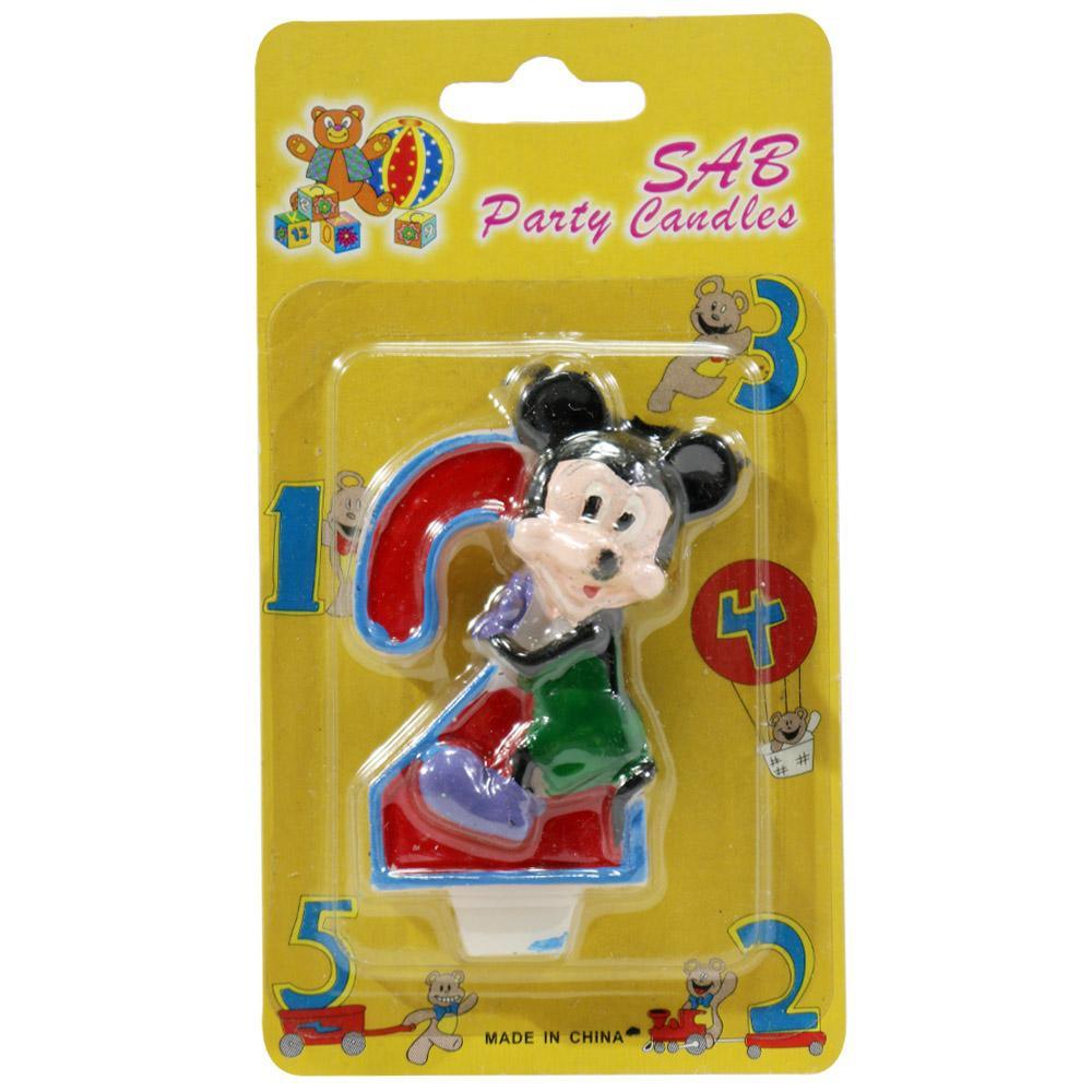 Birthday- Mickey Numbers Candle2 / Red