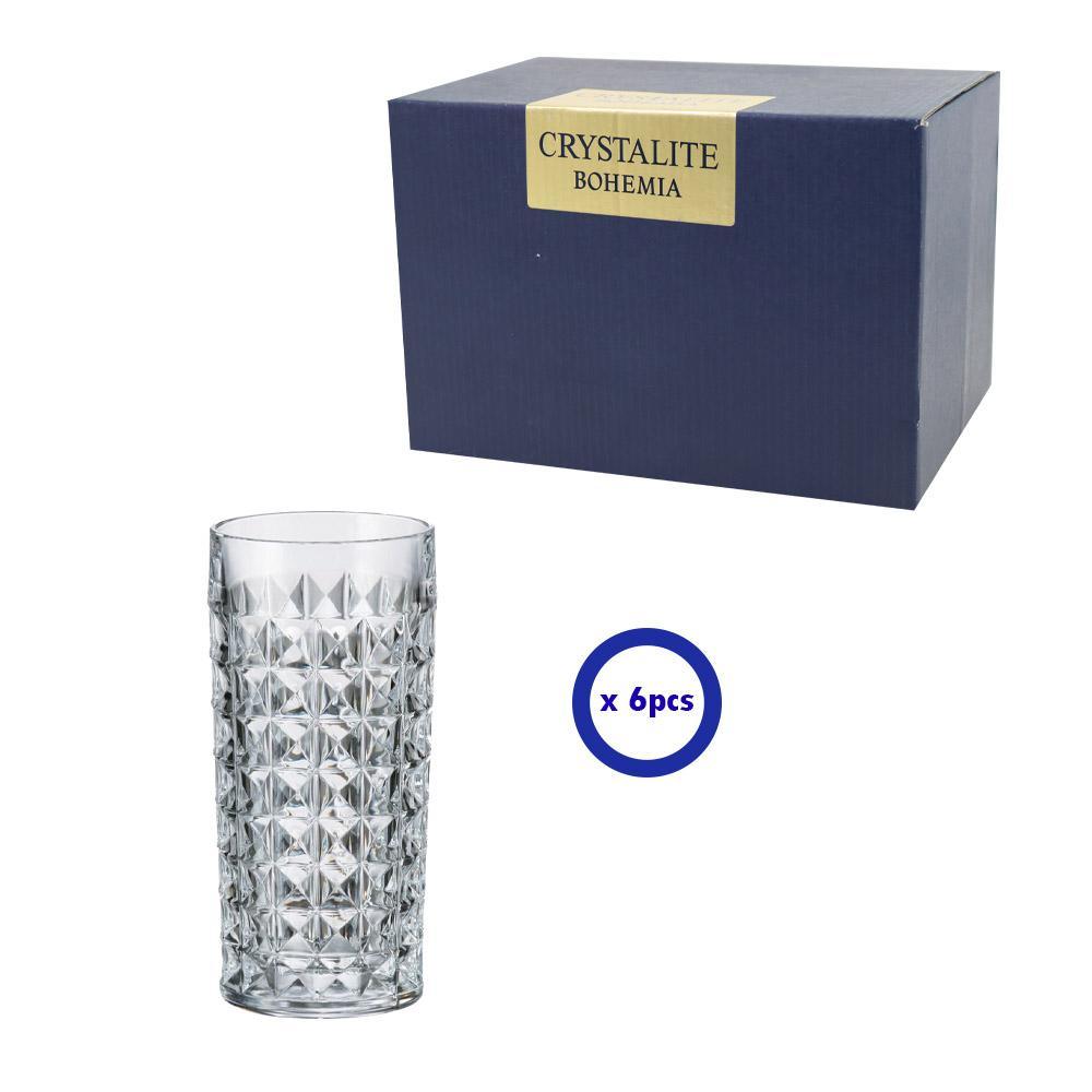 Bohemian Highball Diamond Glasses Set of 6