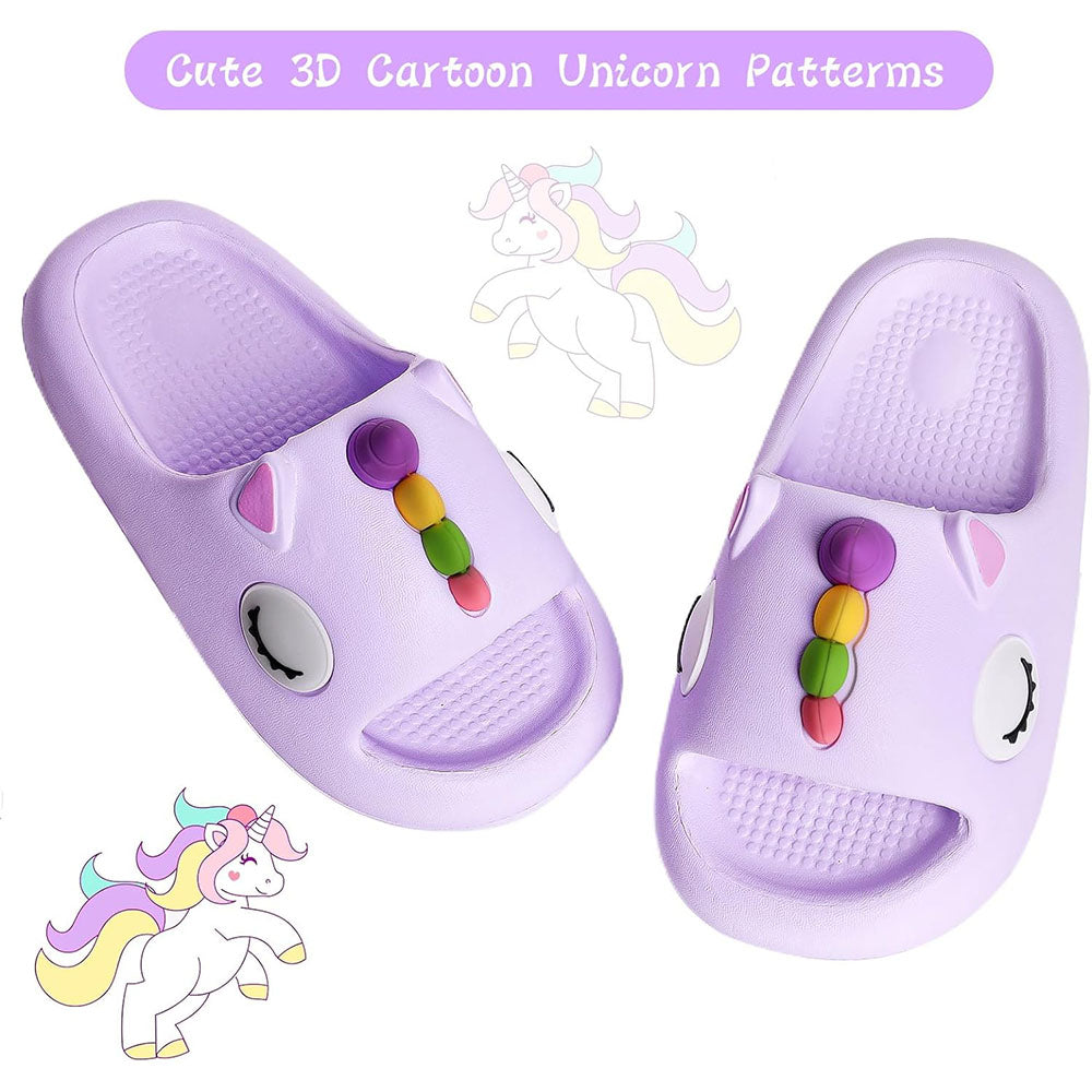 Boys Girls Unicorn Slipper Slide SandalsPurple / 30-31