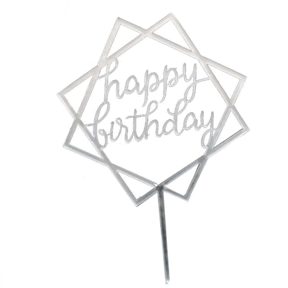 Cake Topper Acrylic 1 PcCircle Silver