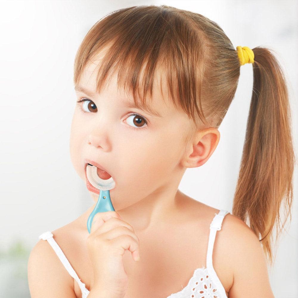 **(NET)** Children U shaped Toothbrush with Car shape Handle / 22Fk039Blue