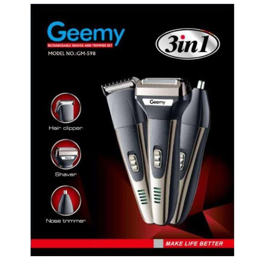 **(Net)** Geemy Rechargeable 3in1 Shaver And Trimmer Set / KC-4Silver