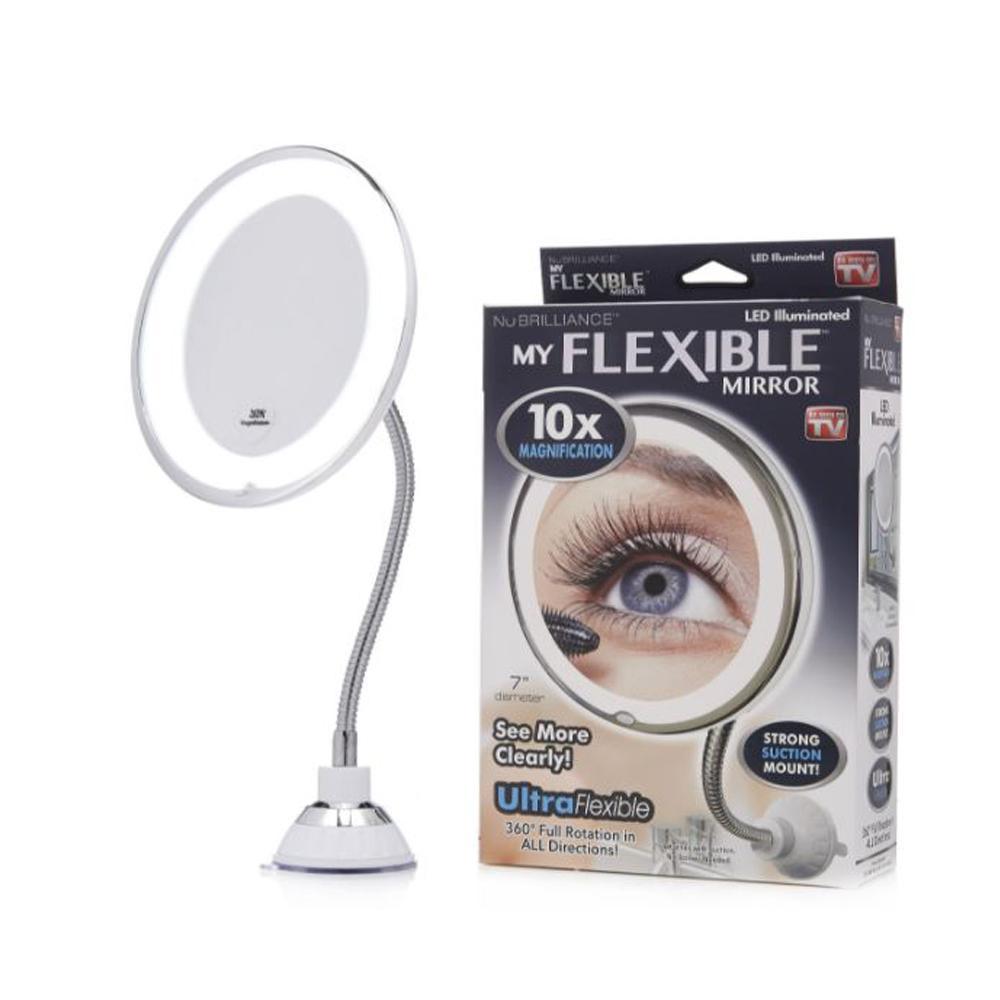 **(Net)** MY FLEXIBLE MIRROR 10x Magnification 7 Make Up Round Vanity Mirror for Home, Bathroom use with super strong suction cups As Seen On TV / KC-42