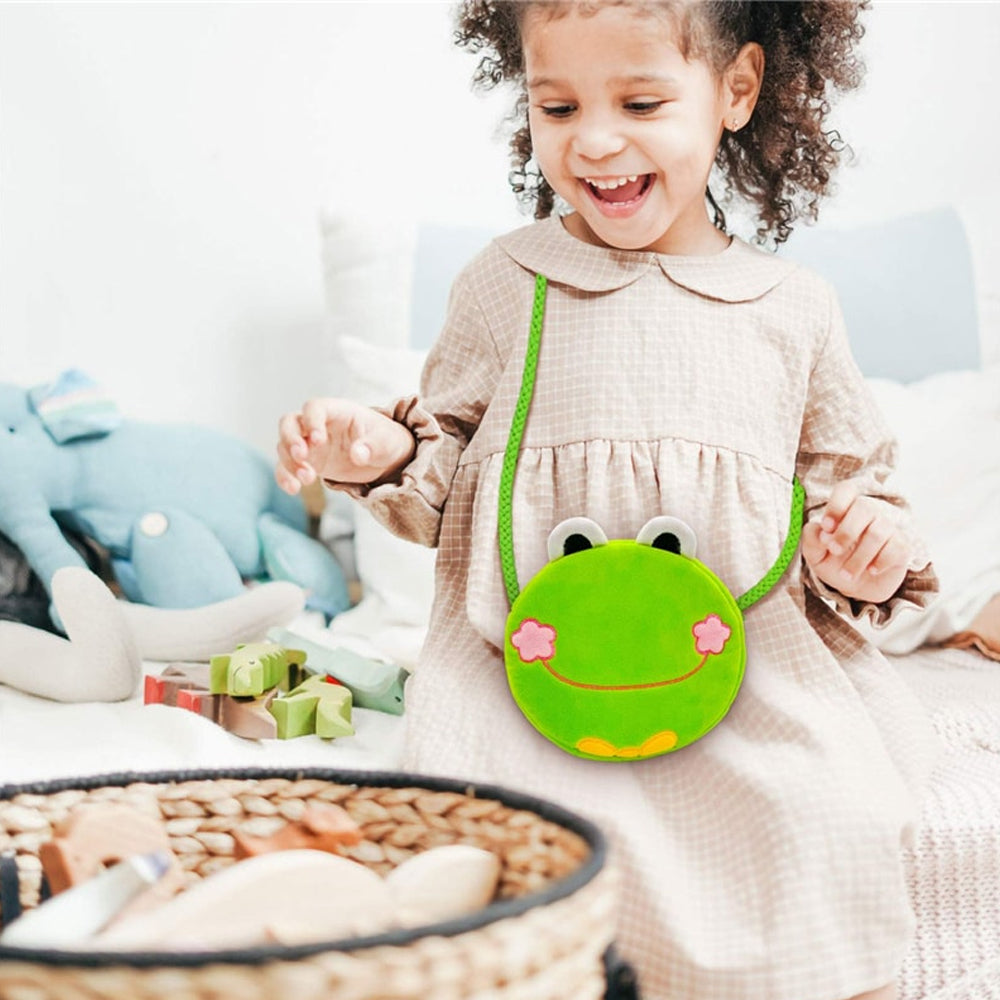 Children's Shoulder Bag Toddler Plush Bag Round PurseBeige