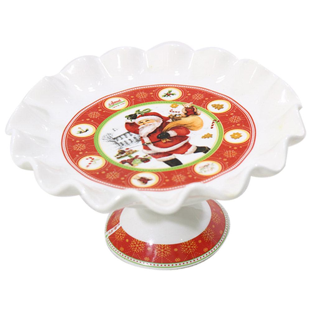Christmas Footed Cake Porcelain Plate