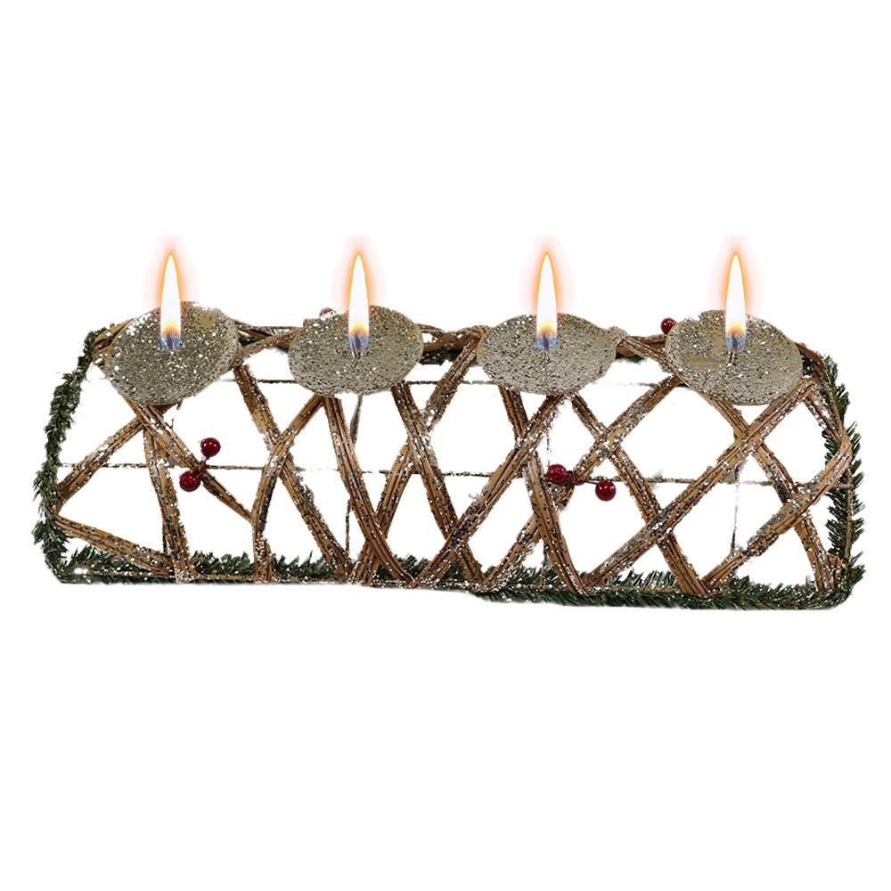 Christmas Glittered Rattan Candle Holder 40 cm / R4241