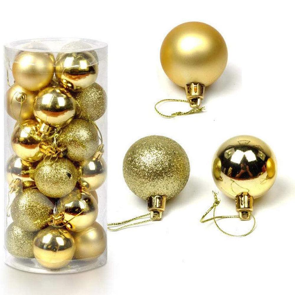 Christmas Gold Glitter and simple Decoration Balls 4cm (20 Pcs) / 52010