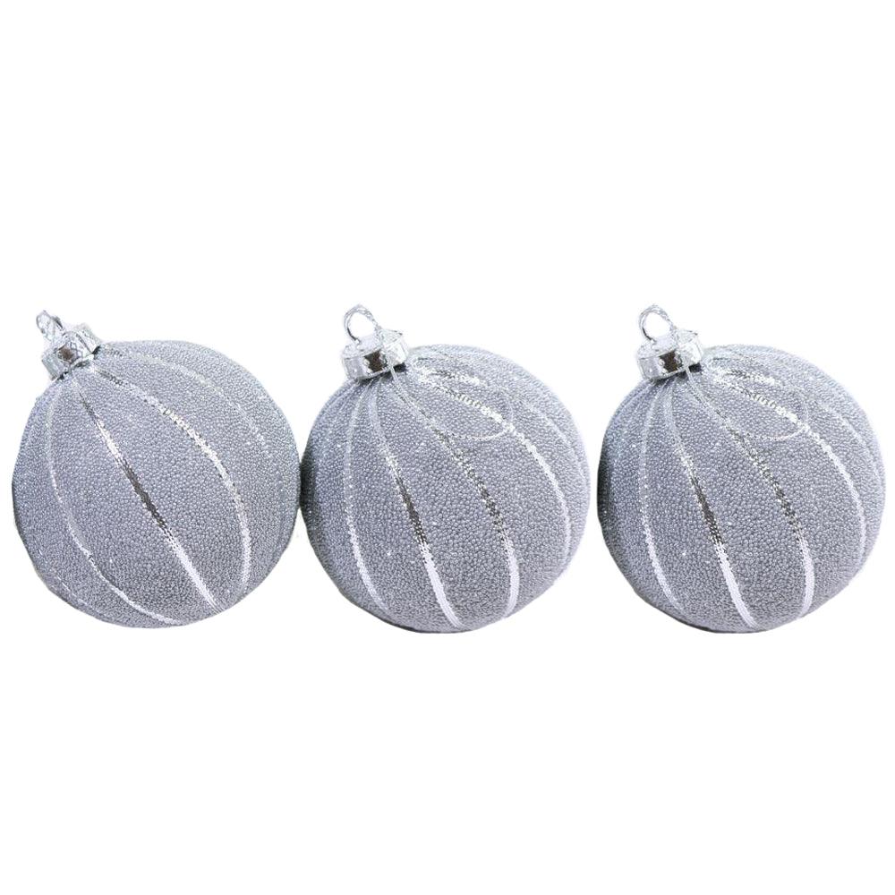 Christmas Silver 8 cm Balls Tree Decoration Set (3 Pcs)