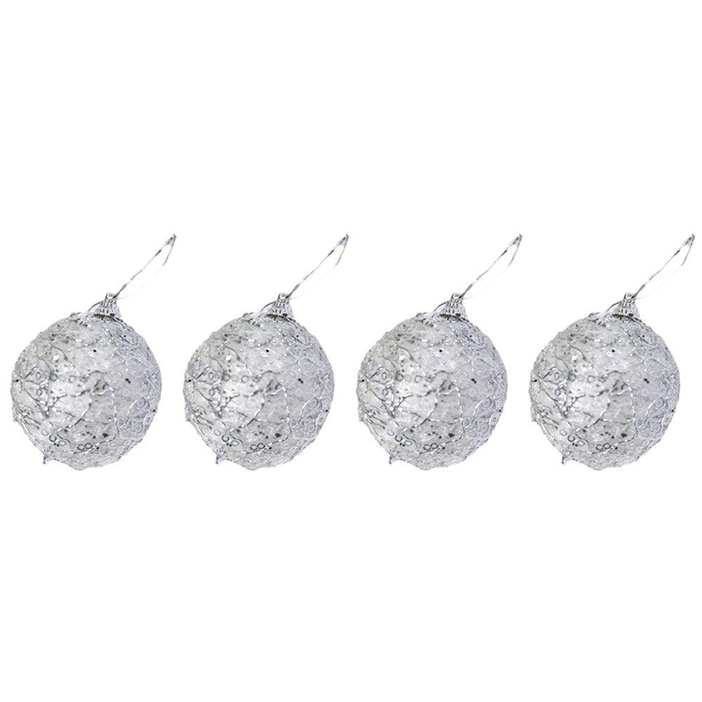 Christmas Silver Balls 6 cm Tree Decoration Set (4 Pcs) / 20466