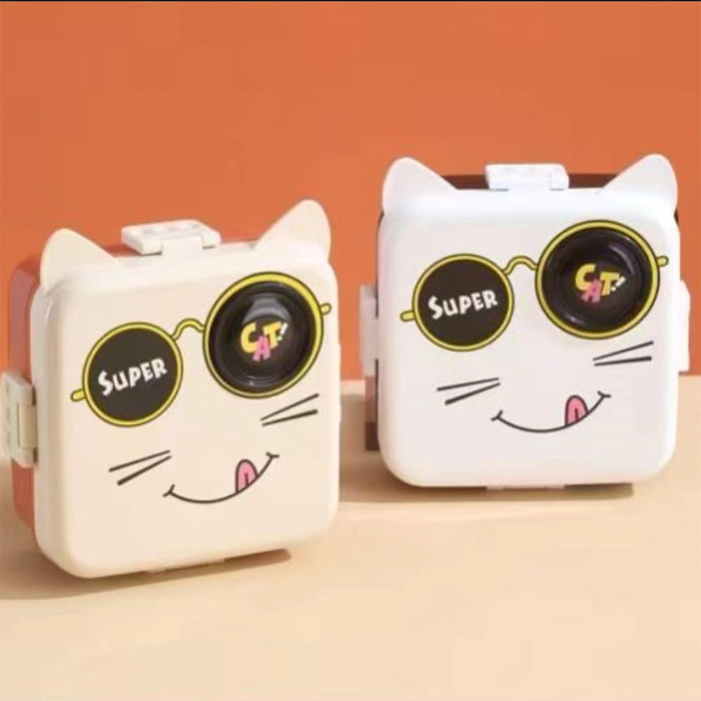 Compartment Cat Lunch BoxBeige And Orange